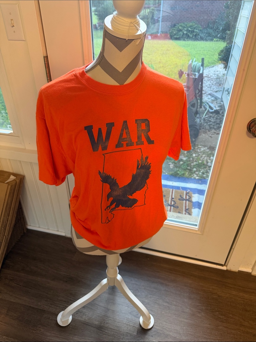 Auburn tigers PORT Orange Short-Sleeve Shirt with Navy Eagle 'WAR' Graphi